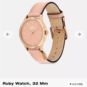 COACH Rose Gold-Tone Case Pink Leather Strap Women's Watch